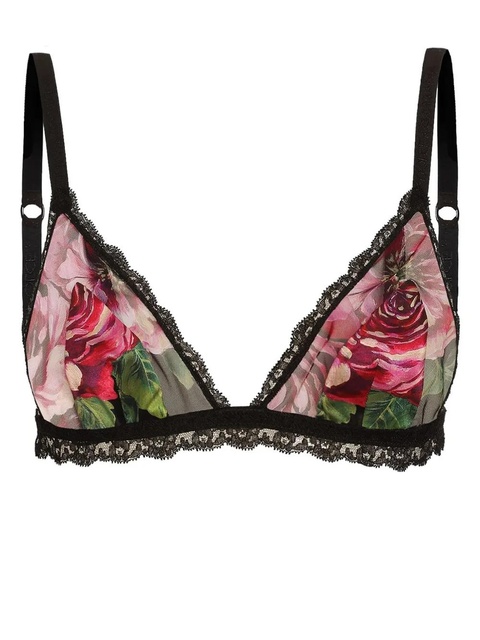Dolce & Gabbana rose-print bra - Black - zdjęcie produktu nr 1