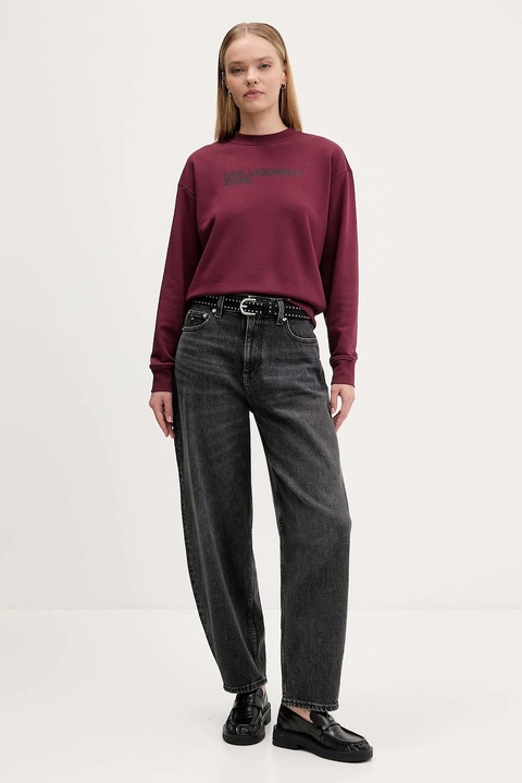 Karl Lagerfeld Jeans bluza damska kolor bordowy z nadrukiem A1W20005 - zdjęcie produktu nr 2