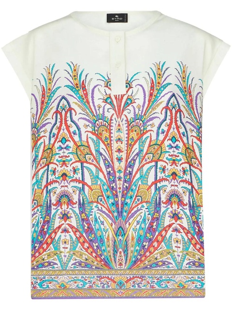 ETRO graphic-print Henley-neck T-shirt - White - zdjęcie produktu nr 1