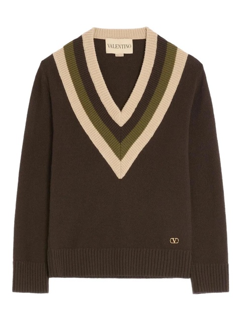 Valentino Garavani V-neck wool sweater - Brown - zdjęcie produktu nr 1