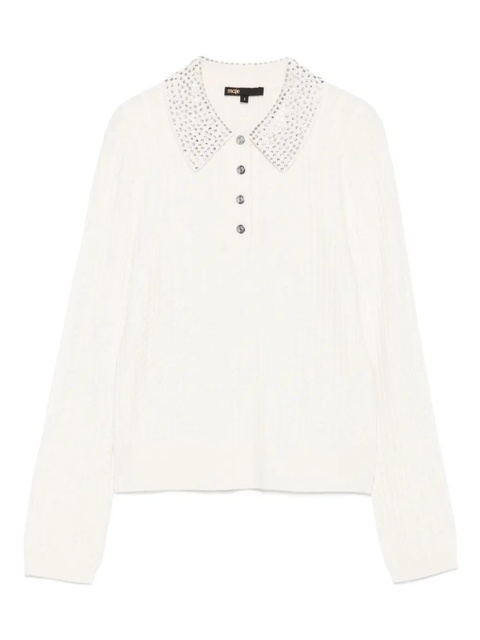 Maje embellished-collar polo top - White - zdjęcie produktu nr 1