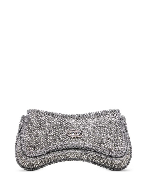 Diesel crystal-embellished logo-plaque clutch bag - Silver - zdjęcie produktu nr 1