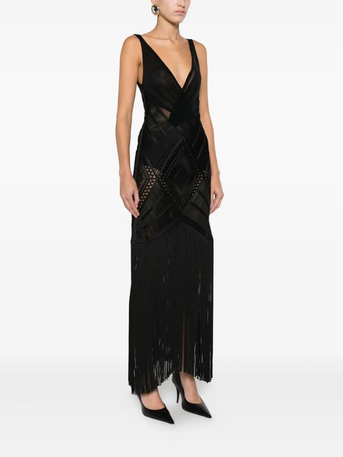 The Attico fringed midi dress - Black - zdjęcie produktu nr 1
