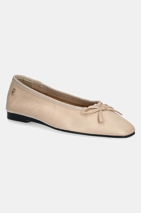Tommy Hilfiger baleriny skórzane BALLERINA SOFT LEATHER kolor beżowy FW0FW08355 - zdjęcie produktu nr 1