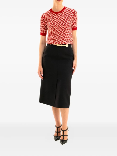 Valentino Garavani Toute La V-pattern short-sleeved knit top - Red - zdjęcie produktu nr 1