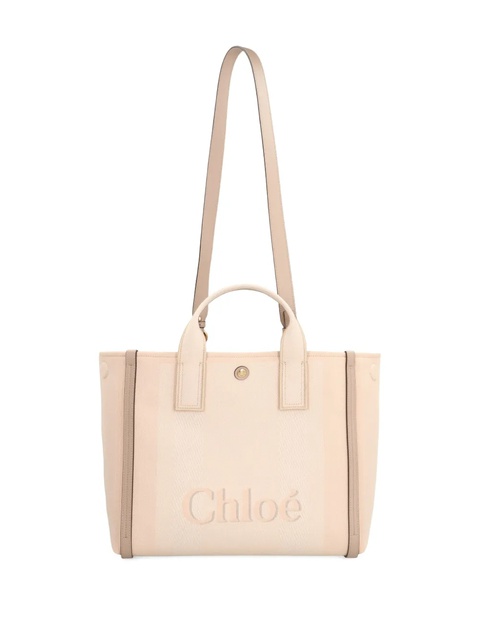Chloé small Carry logo-detail canvas tote bag - Pink - zdjęcie produktu nr 2