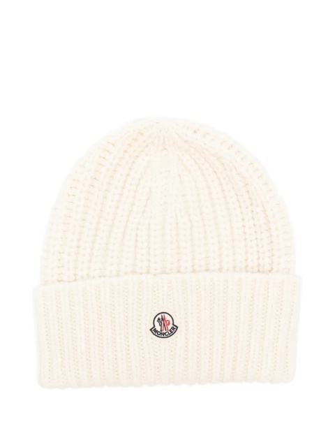 Moncler ribbed logo beanie - White - zdjęcie produktu nr 1