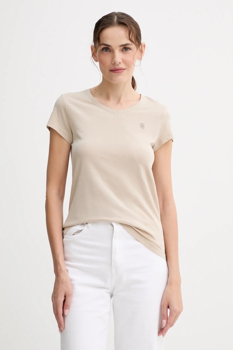 G-Star Raw t-shirt bawełniany damski kolor beżowy D24533-4107 - zdjęcie produktu nr 1