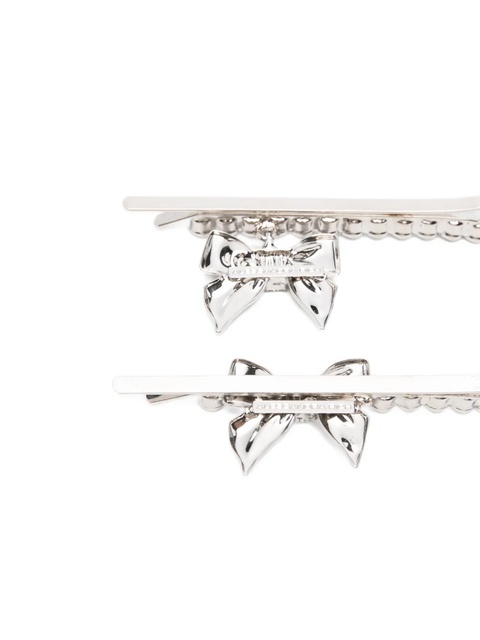 Alessandra Rich bow-embellished hair clips - Silver - zdjęcie produktu nr 2