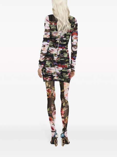 Dolce & Gabbana floral-print short dress - Neutrals - zdjęcie produktu nr 2