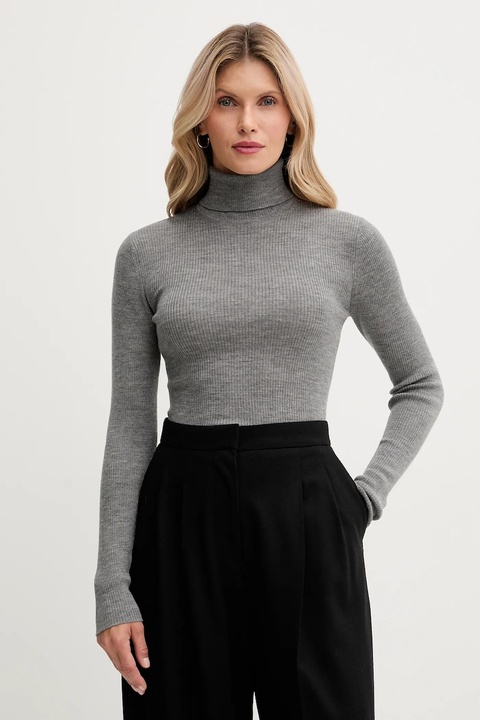 Joop! sweter wełniany damski kolor szary z golfem 30049422 - zdjęcie produktu nr 1