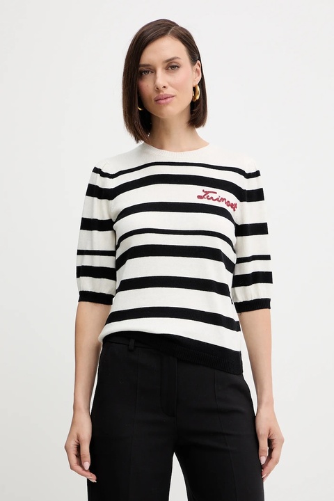 Twinset sweter z domieszką kaszmiru damski kolor czarny lekki 252TP3090 - zdjęcie produktu nr 1