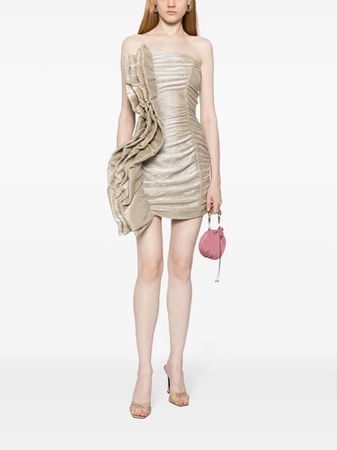ROTATE BIRGER CHRISTENSEN ruched plissé minidress - Gold - zdjęcie produktu nr 2