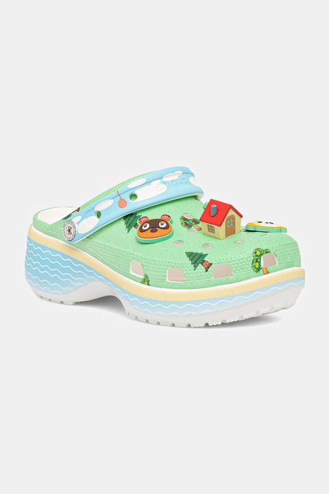 Crocs klapki Animal Crossing Platform Clog damskie kolor zielony na platformie 210101 - zdjęcie produktu nr 1