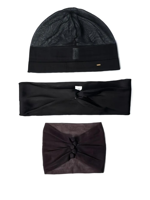 Saint Laurent pleated button headband (set of three) - Brown - zdjęcie produktu nr 1
