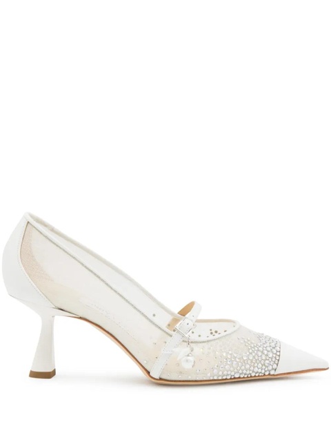 Jimmy Choo 65mm crystal-embellished mesh pumps - White - zdjęcie produktu nr 1