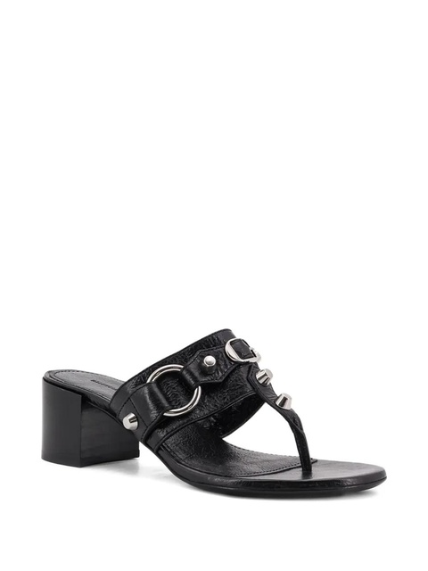 Balenciaga 50mm studs buckle leather heeled sandals - Black - zdjęcie produktu nr 2