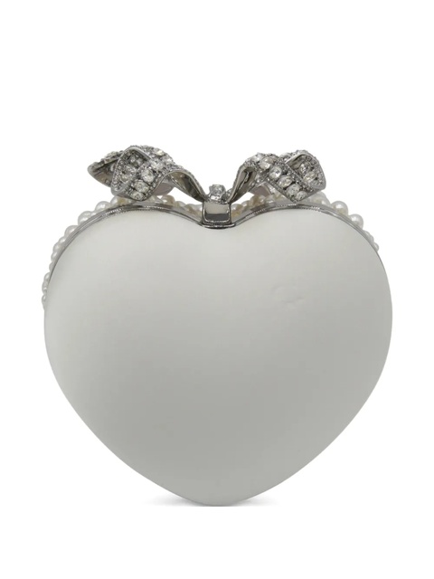 Self-Portrait pearl-embellished heart clutch bag - White - zdjęcie produktu nr 2