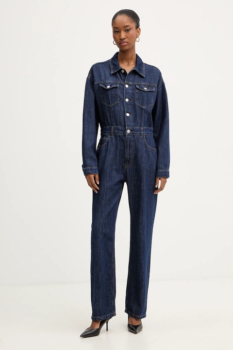 Haveone kombinezon jeansowy kolor niebieski bawełniany z kołnierzykiemm YGZ-P006 - zdjęcie produktu nr 1