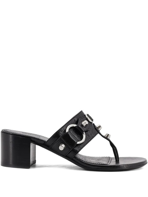 Balenciaga 50mm studs buckle leather heeled sandals - Black - zdjęcie produktu nr 1
