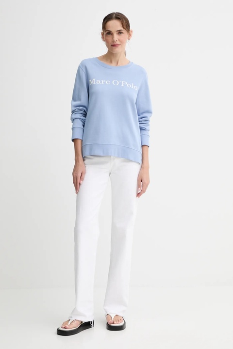 Marc O'Polo bluza bawełniana damska kolor niebieski z nadrukiem 500407354055 - zdjęcie produktu nr 2
