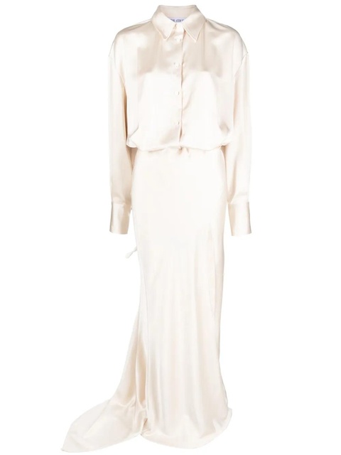 The Attico long-sleeve satin gown - Neutrals - zdjęcie produktu nr 1