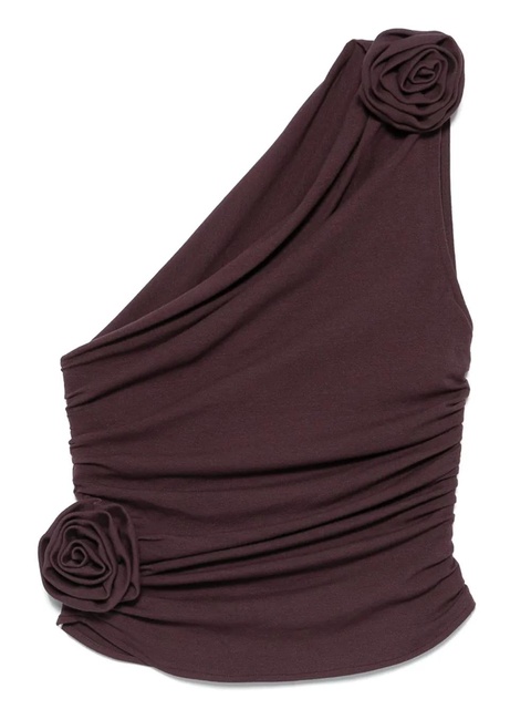 Magda Butrym rose-embellished one-shoulder top - Purple - zdjęcie produktu nr 1