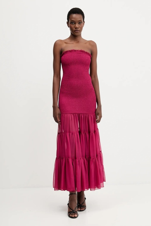 Bardot sukienka AZURA kolor bordowy midi rozkloszowana 59882DB - zdjęcie produktu nr 1