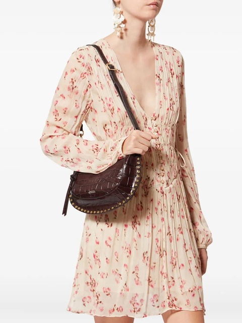 ISABEL MARANT Oskan studded croc-embossed shoulder bag - Brown - zdjęcie produktu nr 2