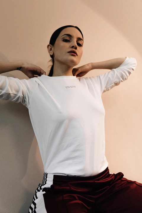 MUUV. longsleeve NEVER FOR MONEY ALWAYS FOR LOVE damski kolor biały - zdjęcie produktu nr 1