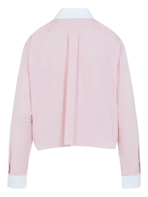 Miu Miu logo-embroidered frayed-hem shirt - Pink - zdjęcie produktu nr 2