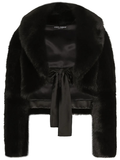 Dolce & Gabbana belted faux-fur jacket - Black - zdjęcie produktu nr 1