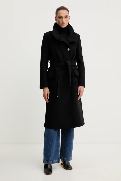 Morgan płaszcz z dodatkiem wełny kolor czarny GALOUA - zdjęcie produktu nr 1