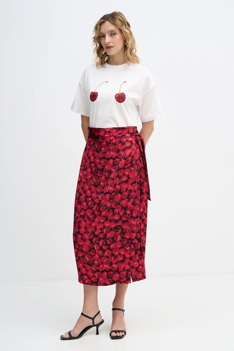 Never Fully Dressed t-shirt bawełniany Cherry Boob damski kolor beżowy NFDTO2024 - zdjęcie produktu nr 2