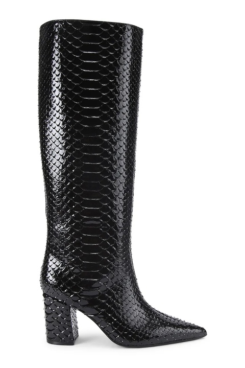 Kurt Geiger London kozaki skórzane Regent Point Knee Boot damskie kolor czarny na słupku 5026500719 - zdjęcie produktu nr 1