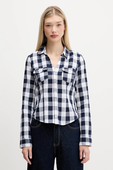 Hollister Co. koszula bawełniana damska kolor niebieski regular z kołnierzykiem klasycznym KI340-5425 - zdjęcie produktu nr 1
