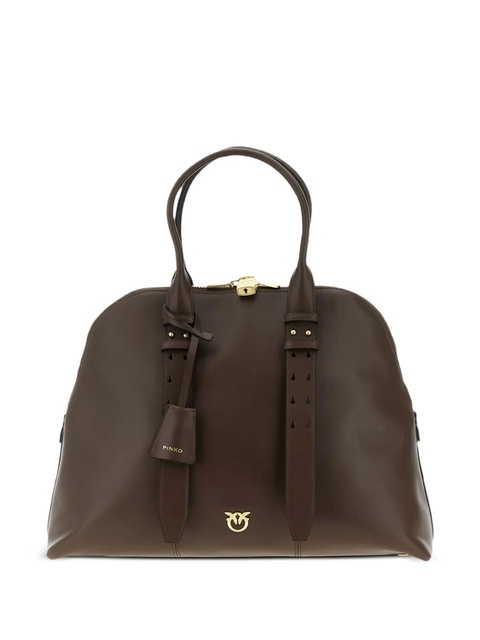 PINKO Escape love birds logo leather bowling maxi tote bag - Brown - zdjęcie produktu nr 1