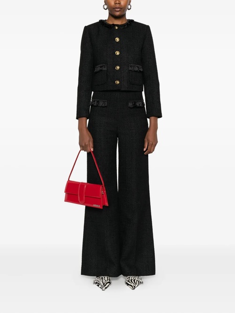 SANDRO ruffled-pocket tweed trousers - Black - zdjęcie produktu nr 1