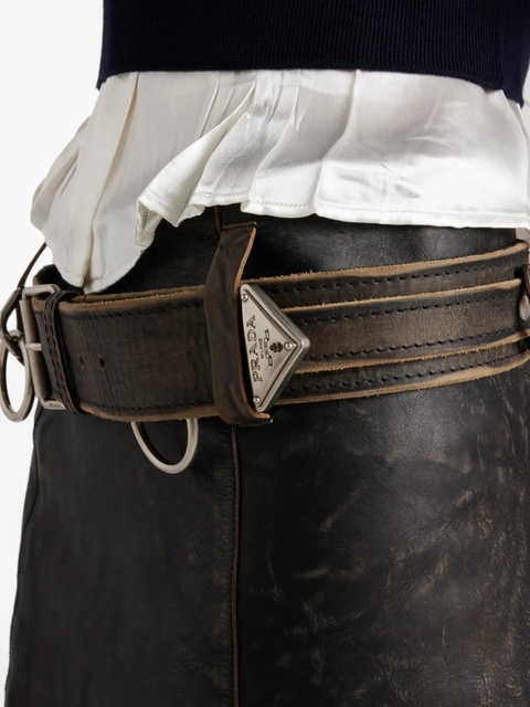 Prada leather mini skirt - Black - zdjęcie produktu nr 2