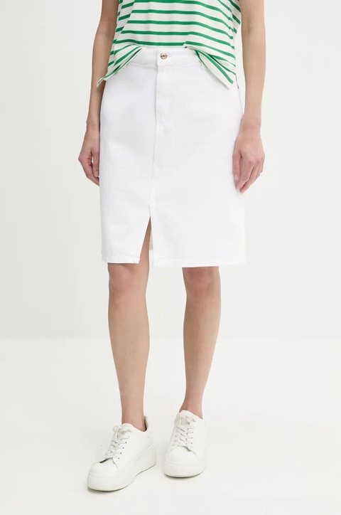 Tommy Hilfiger spódnica bawełniana kolor biały mini ołówkowa WW0WW44391 - zdjęcie produktu nr 1