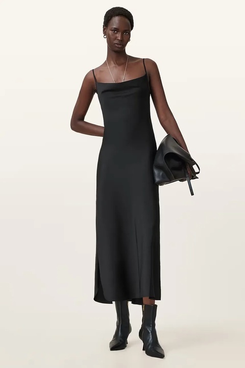 AllSaints sukienka HADLEY kolor czarny midi dopasowana W033DZ - zdjęcie produktu nr 1