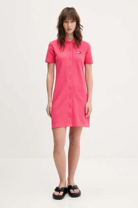 Tommy Jeans sukienka kolor różowy mini prosta DW0DW20302 - zdjęcie produktu nr 2