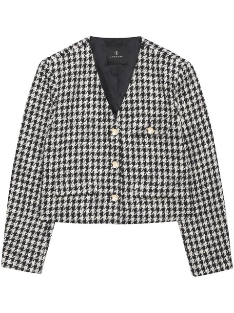 ANINE BING Cara houndstooth-pattern blazer - Black - zdjęcie produktu nr 1