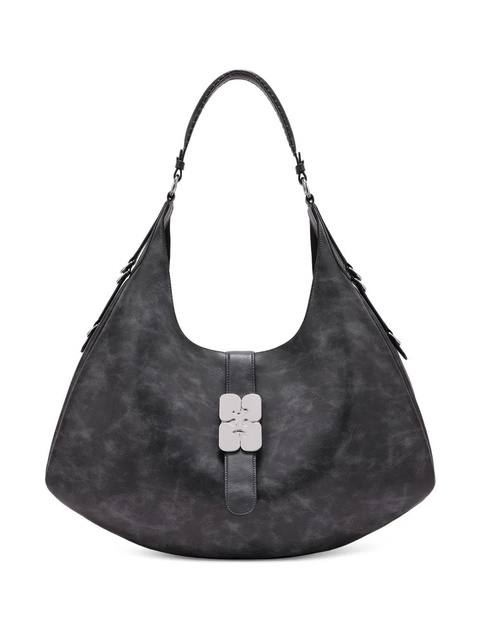 GANNI small Kat flower-buckle shoulder bag - Black - zdjęcie produktu nr 1