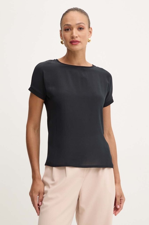 MAX&Co. t-shirt z domieszką jedwabiu kolor czarny 2428946034200 - zdjęcie produktu nr 1