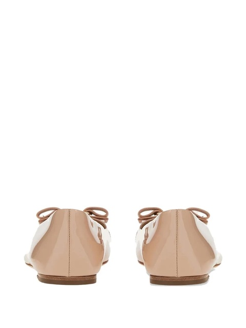 Ferragamo Varina patent bow-detail ballet flats - Neutrals - zdjęcie produktu nr 2