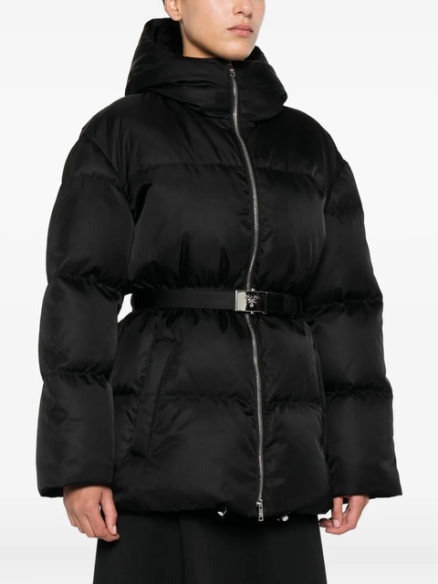 Prada hooded belted puffer jacket - Black - zdjęcie produktu nr 2