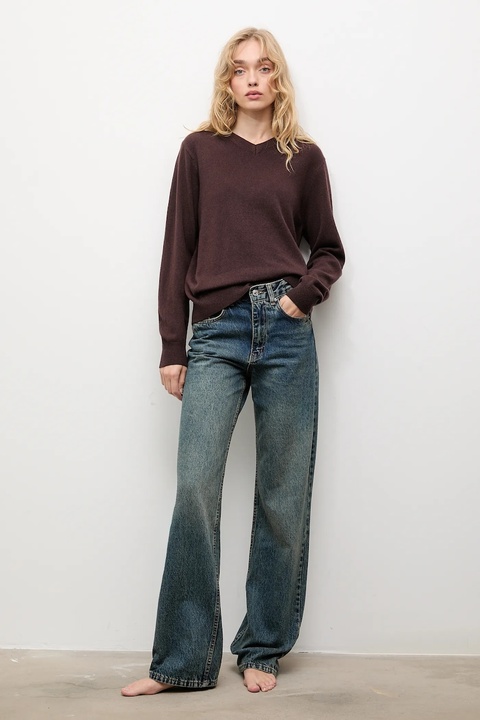 Answear.LAB sweter z wełny merino damski kolor brązowy lekki - zdjęcie produktu nr 2