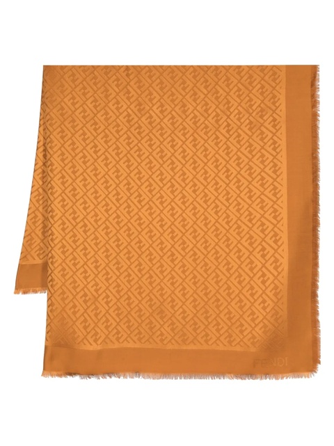 FENDI FF logo silk-wool scarf - Brown - zdjęcie produktu nr 1