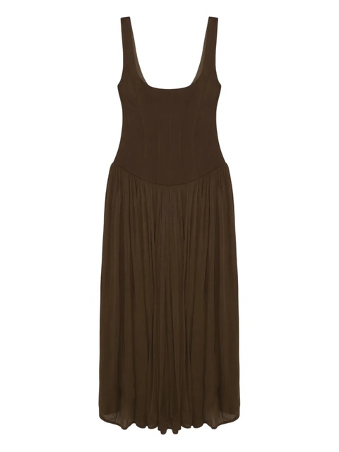 Simkhai corset-bodice pleated midi day dress - Brown - zdjęcie produktu nr 1